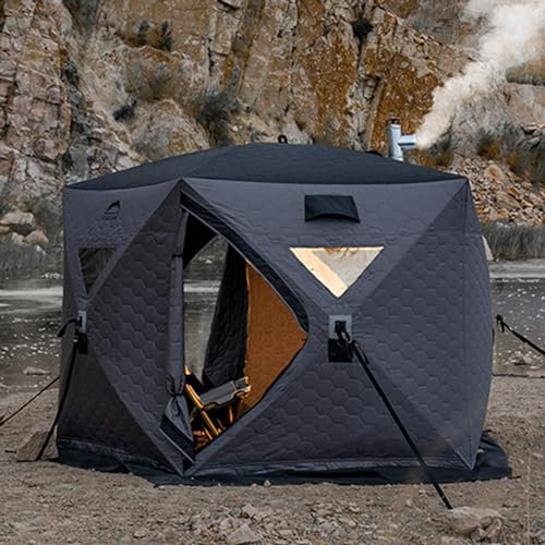 SOYPAX Fisketält i 3-lagers bomull,Portabelt isfisketält,Fisketält för camping Uppgradering för utomhusbruk,Camping