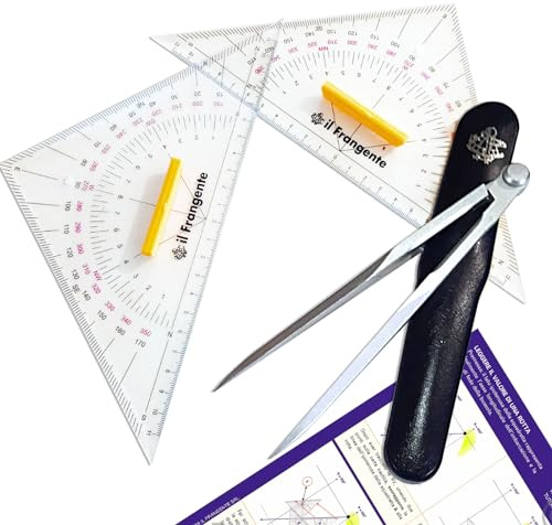 Set Squadrette e Compasso nautici - Kit Carteggio Skipper Plus - Corredo Il Frangente STR 32