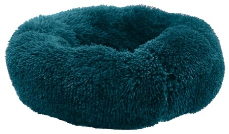 Ancol Super Plush Donut Dog Bed in Teal - Comfortable Indoors Snuggle Pad with Raised Rim - Cosy Puppy Mat Sleeping Place - 50cm