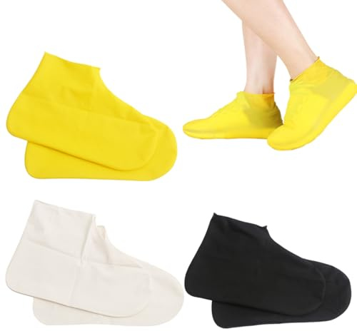UEAVOID 3 Paires de Sur-Chaussures Imperméables Antidérapantes, Couvre-Chaussures Réutilisables pour Pluie, Neige, Rues Boueuses