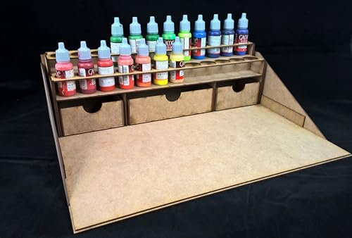 Hobby paint work station for dropper bottles for use with Vallejo, warpaints, army painter, paints rack storage wargames by Wargame-model-mods