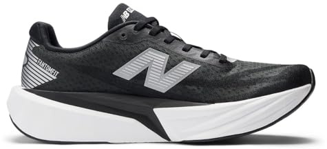 New Balance Men's FuelCell Rebel v5 Running Shoes, Black/Silver Metallic/White, 10/M