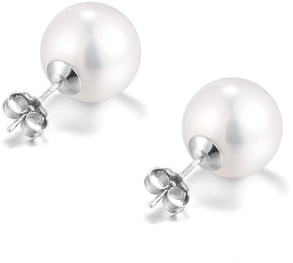 YAMI Salzwasser/Süßwasserperlenohrringe, Perlenohrringe Silber 925, Weiß Damen Ohrringe Perlen, 6-12mm Perlen Ohrringe 925 Silber, Ideal als Geschenk, Geeignet für Verschiedene Anlässe