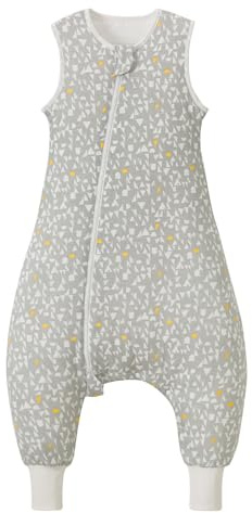 Nivolltha Baby Sleeping Bag with Feet 1.5 TOG Cotton Graphic S | 100% Cotton soft toddler sleeping bag with legs, side zipper & crotch snaps, all-season comfort for 90-100cm, 2-3Y