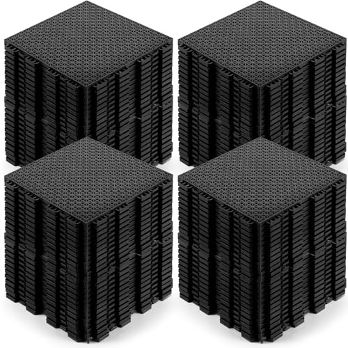 Thyle 100 Pack Drainage Mats Interlocking Rubber Floor Tiles 10 x 10 Non Slip Rubber Floor Tiles Outdoor Pool Deck Mats Modular Interlocking Cushion for Garage Bathroom Patio Flooring Shower