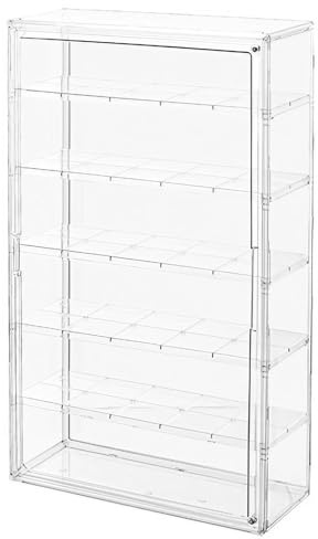 Siyecioa Vetrinetta Espositiva Vetrina Acrilico con Porta, Teca Plexiglass Grande Espositore per Fumetti Figure Action Figure Funko Pop Minifigure Giocattolo Oggetti da Collezione, Scaletta 6 Gradini