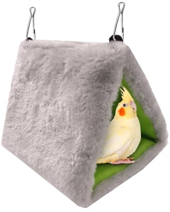MiOYOOW Bird Hammock Shed, Biteproof Small Animal Soft Hanging Parrot Warm Nest with 2 Hooks for Degus, Sugar Gliders, Hamsters