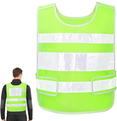 BSBUY Gilet de Sécurité, Gilet Réfléchissant de Haute Visibilité Réglable, Gilet Reflechissant Velo, Gilet Fluorescent Jaune de Sécurité Unisexe pour la Course, le Cyclisme et le Jogging, Unique