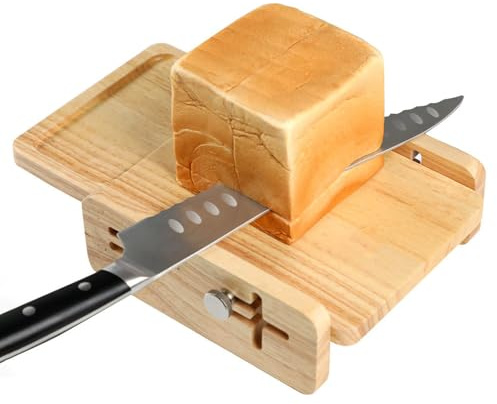 Brödskärare – trä 27 x 18 x 6 cm | Hemlagad skivare | brödskivningsställ | justerbar träskärningsguide för jämna skivor, köksverktyg för hembagare, smörgåsberedning, hantverkare, rostat bröd