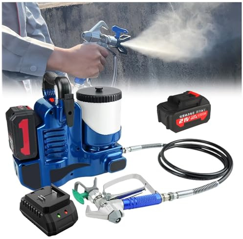 Máquina de pulverización inalámbrica sin aire, pistola de pulverización eléctrica portátil de alta presión con batería de litio, velocidad ajustable para pintura de látex y pintura de casas