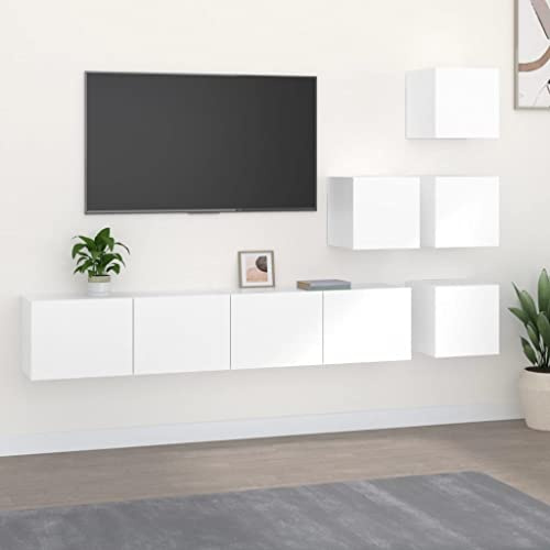 faucqel White Wooden Wall TV Cabinet with Elegant Look 80 x 30 x 30 cm Includes Mounting Kit Ideal for Living Room TV Furniture Media Lowboard TV Wall Board TV Bench Sideboard