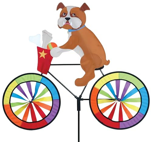 Bike Spinner Bulldog 30 – Sturdy Canine Design, Weather-Resistant Outdoor Decor, Durable & Lightweight for Patios, Yards, and Gardens - Eye-Catching Wind Spinner with Rotating Wheels