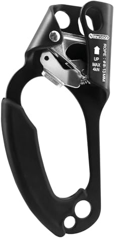 NewDoar Ascender de la Mano Izquierda Árbol de Escalada Arbolista Equipo de Equipo de Rappelling Abrazadera de Cuerda certificada CE para Cuerda de 8~12MM (Mano Izquierda Negra)