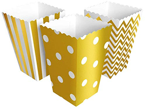 BangShou 60Stk Popcorn Tüten - Candy Container Box Partytüten für Salzstangen und Candybar (Gold)