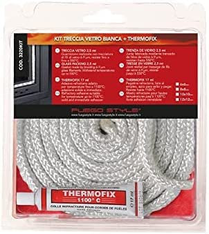 Kit professionale composto da treccia per stufe e caminetti, resistenti ad alte temperature KIT ARTICA + COLLA THERMOFIX bianco DIAM. 6/8/10/12 (Diam. 12)