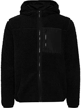 !Solid SDLuka Fleecejacke Herren Übergangsjacke Fleece Jacke mit Teddy Fell mit Kapuze Regular Fit Brusttasche Regular fit, Größe:XL, Farbe:Black (194007)