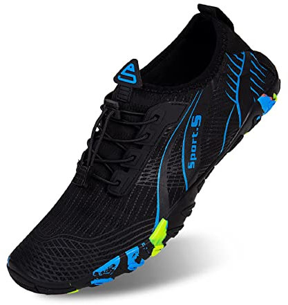 IceUnicorn Strandskor herr badskor dam simskor aquaskor sommar surfskor barfotaskor, 934 svart blå, 43 EU