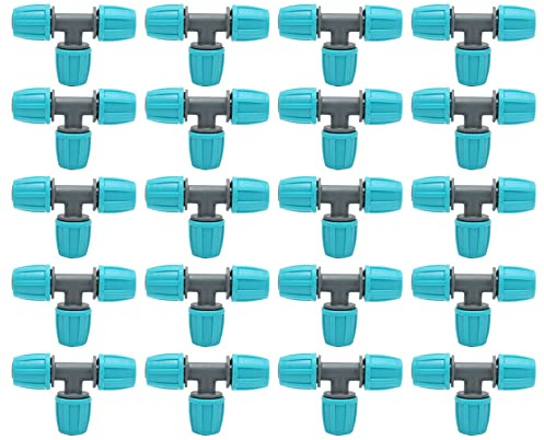 Connettore per Tubo a T da 20 Pezzi, Connettori Spinati per Irrigazione a Goccia da 16 Mm per L'irrigazione del Giardino