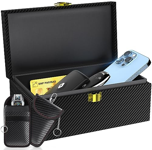 Lanpard Scatola Faraday con custodia Faraday 2 pezzi, protezione sicura per chiavi auto con accesso senza chiave Gabbie antifurto antifurto RFID (XL, Fodera bianca)