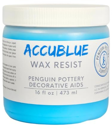 Penguin Pottery AccuBlue, keramiskt glasyrvax, lerglasyr, glidlera, vaxbeständigt keramiskt med keramikugnsunderglasyr, alternativ till