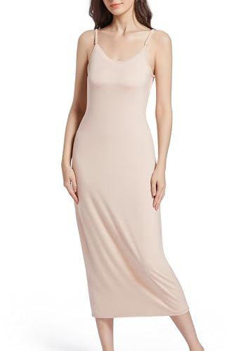 JCQIGOA Combinaciones para Vestidos Tallas Grandes, Enaguas para Vestidos Largos, Camisones de Mujer de Modal S-XXL