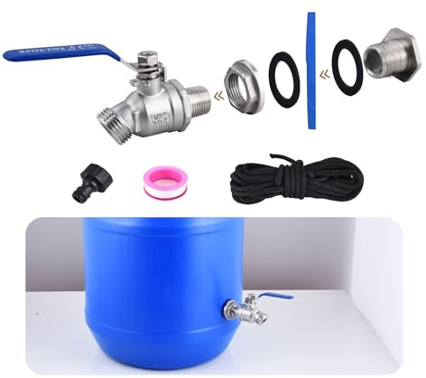 High Flow Rain Barrel Spigot Kit, Lead-Free,304 Stainless Steel Faucet Kit for Rain Water Barrel, Water Tanks, 55 Gallon Drum Etc, Spigot with Bulkhead Fitting, Tape.