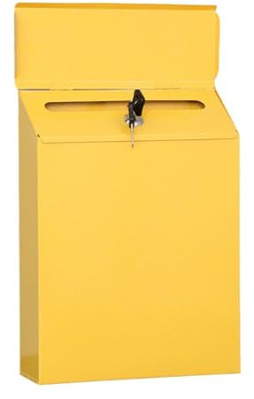 Wall Mounted Post Box Mailbox with Key Lock Metal Wall Mount Drop Lock Box Locking Mailbox Hanging Secure Postbox for Front Door Office Outdoor Garden Wall Hanging Decor Red