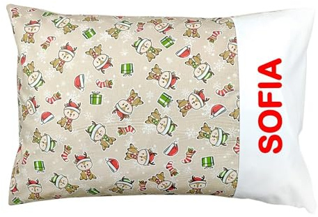 Funda de cojín personalizada con nombre para cuna de niño, 40 x 60 cm, idea de regalo (Rudolph, crudo)