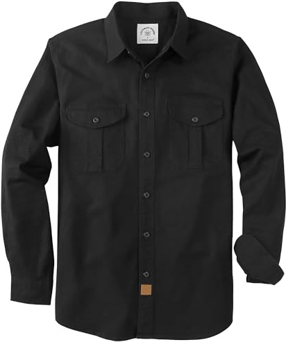 Dubinik® Camisas con Botones para Hombre Camisa Casual Trabajo Vintage Duro Stretch Regular Fit Manga Larga