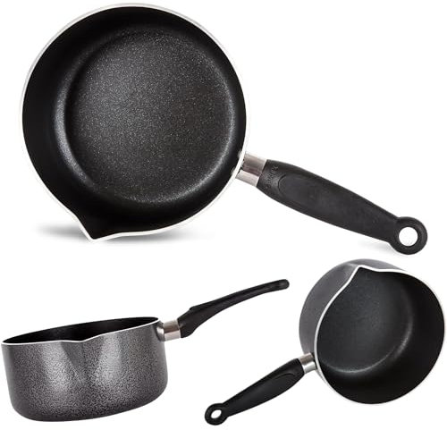 Induction Milk Pan 16cm Non-Stick Saucepan 1.8L with Soft-Touch Handle & Pouring Spouts, Easy-Clean Coating, Sturdy Aluminum Build, Perfect for Milk & Sauces