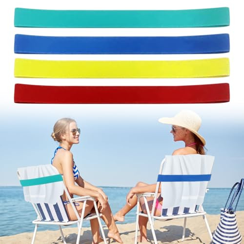 GUIZIYAO Bandas para Toallas de Playa, Correas para Toallas para Sillas De Playa, Soportes portátiles para Toallas de Playa, Toalla de Playa para Piscina, Playas y Uso al Aire Libre (4PCS)