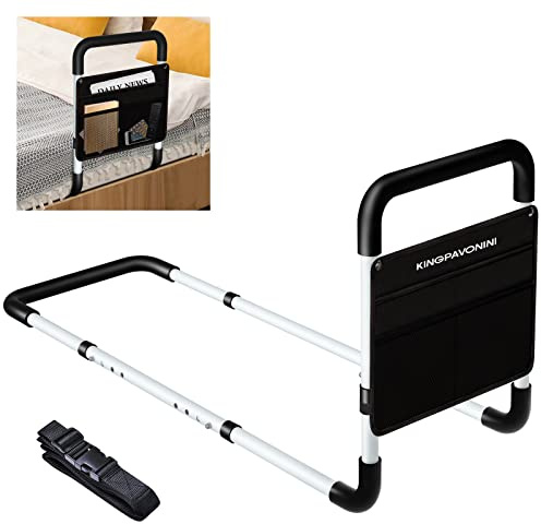 KingPavonini Bed Rails for Elderly Adults - Bed Assist Rail Medical Bed Support Bar Mobility Assistant with Free Storage Bag and Fixing Strap, Fit King, Queen, Full, Twin