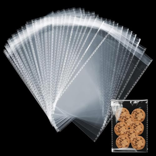 300 Bolsas Celofán Transparente, 12x21+3cm Bolsa Plastico Autoadhesiva Opp