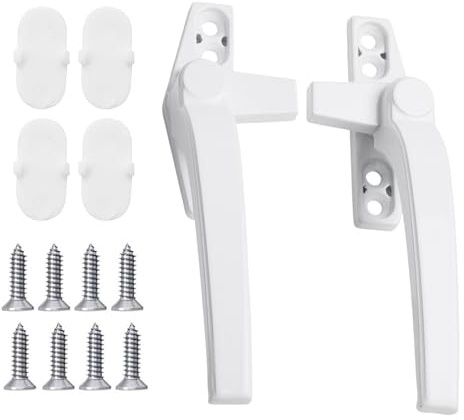 Universal Window Handles for UPVC Windows, White Aluminum UPVC Window Handle White, Right/Left Window Handle Replacement Kit for Home Office Room Inside Outside Windows