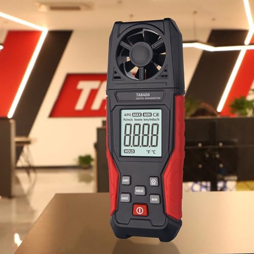 Anémomètre numérique avec détection de température, large portée, fonction de conservation des données, fonction d'arrêt automatique et conversions d'unités multiples
