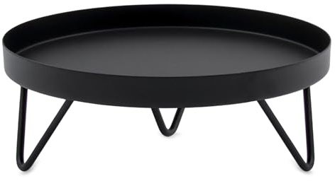 Spetebo Soporte para flores de metal negro redondo – Diámetro 22 cm – Taburete para flores diseño industrial para interior – Soporte para plantas, soporte para plantas, soporte para macetas, soporte