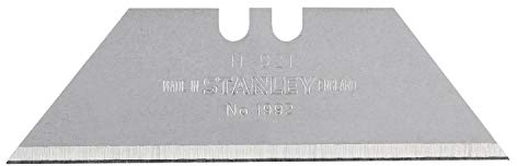 STANLEY Hojas de Cuchillo Trapezoidal 1992 Sin Orificio, Hojas Grandes y Reversibles, 2 Puntas, Muy Resistentes, Largo 61mm, Alto 19mm, Caja de 100 Unidades, 1-11-921