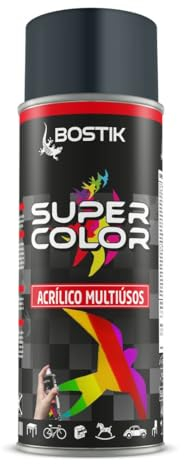 Bostik SUPER COLOR GRIS ANTRACITA RAL 7016, Pintura en Spray Acrílica para Uso Profesional y Doméstico, Multiusos, Secado Rápido, Acabado Brillante, Interior y Exterior, Bote 400 ml