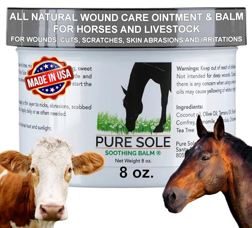 Pure Sole Horse Wound Care Ointment Soothing Balm for Horses | Healing Ointment to Help Relieve Midline Dermatitis and Skin Irritations | Helps Heal Cuts, Scratches, and Sore Wounds, 8 oz.