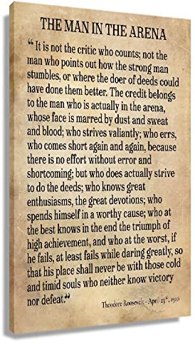 Man In The Arena Framed Inspirational Wall Art Prints Modern Vintage Pictures Canvas Motivational Quotes Wall Decor For Bedroom Framed (16x24 inch)