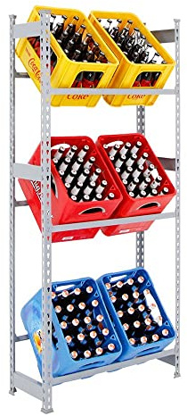PROREGAL Étagère caisses à Boissons BIG Camel | HxLxP 180x80x30cm | Capacité de Charge 100kg | Gris | Porte-caisses, Support Bouteilles, Rack à Boissons