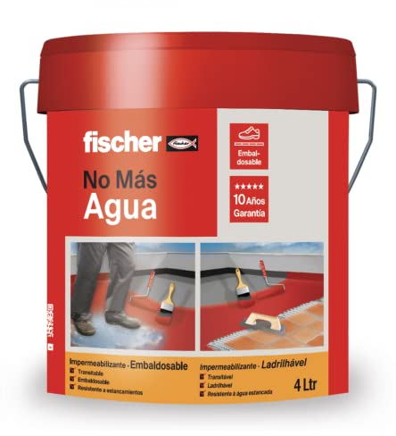 Fischer - Pintura impermeabilizante embaldosable 4L para terrazas, tejados, transitable, Terracota
