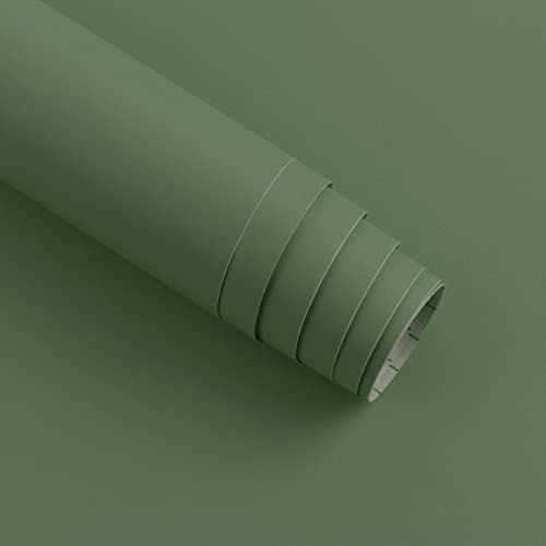 Timeet Self Adhesive Wallpaper Green Textured Peel and Stick Wallpaper Dark Green Sticky Back Plastic Roll 60x500cm Waterproof Vinyl Film for Bedroom DIY Refurbished Furniture Stickers