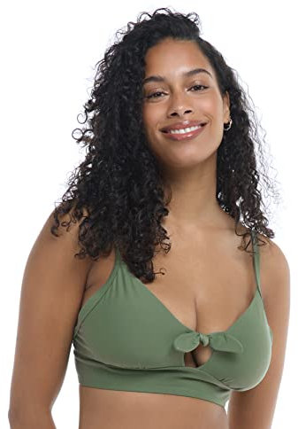 Body Glove Women's Smoothies Olivia Solid D, Dd, E, F Cup Bikini Top Swimsuit with Adjustable Tie Back, Cactus, E