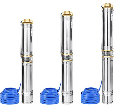 LZQ Tiefbrunnenpumpe, 1,1kW/1,5 PS Brunnenpumpe mit 4000L/H Fördermenge, 81 m Förderhöhe, Rohrpumpe sandresistente mit Schmutzfilter Edelstahl Wasserpumpe Gartenpumpe Tauchdruckpumpe