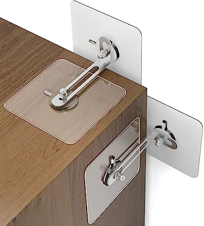 EQLEF Kippsicherung Möbel, 4 Pack Kippsicherung Schrank Wandbefestigung Kleber Möbel Kippsicherung für Regale Kippschutz Möbel-Wandanker für Kinder Haustier Baby Proofing, Haustier Schutz (4-Pack)