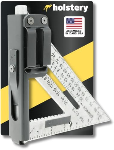 Holstery SquareMaster Pro | Square Holder - Clip-On Rafter Square Holster for Tool Belt - Great for Carpenters, Framing, Woodworking