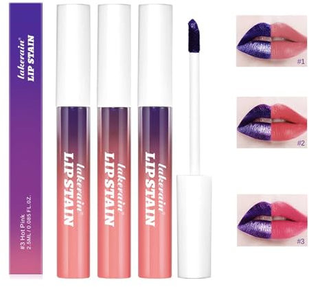 3Pcs Peel Off Lip Liner Stain,Highly Pigmented Long Lasting Lip Stain Peel Off,Waterproof Lip Stain,Matte Finish Lip Liner (3 Colors/Set, A)