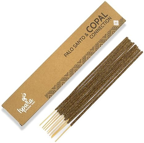 ISPALLA Palo Santo Copal - Varillas de incienso (10 unidades, para intensificar las conexiones espirituales, hechas a mano en Perú, 100% naturales y veganas)