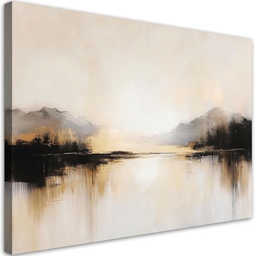 Feeby - Impression sur Toile - Deco Tableau Murale Intissé - Abstrait Beige - 120x80 1partie - Photo Peinture - Pour Chaque Pièce de Votre Appartement